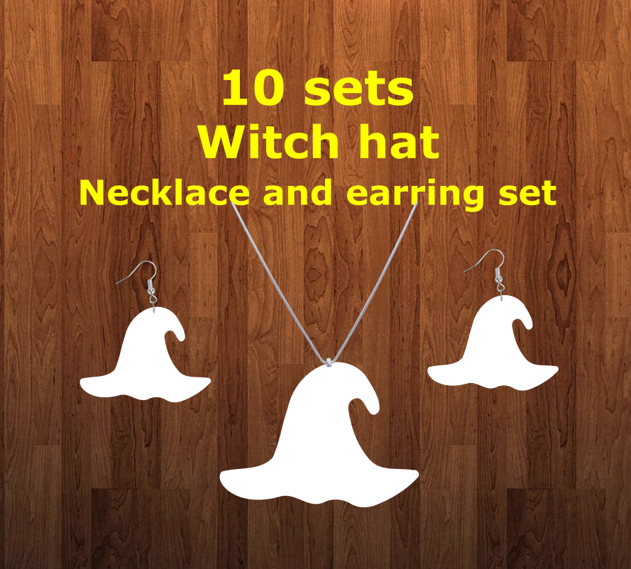 Witch hat necklace sets- you get 10 sets - BULK PURCHASE 10pair earrings and 10pc necklace