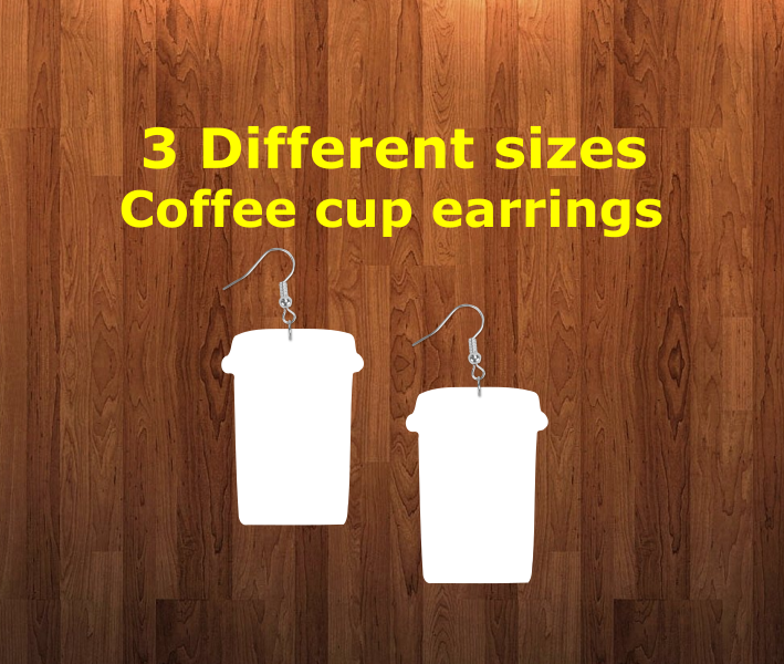 Coffee cup earrings size 1.5 inch - BULK PURCHASE 10pair