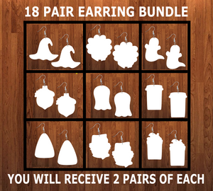 Bundle earrings size 1.5 inch - BULK PURCHASE 18pairs - 2 of each design