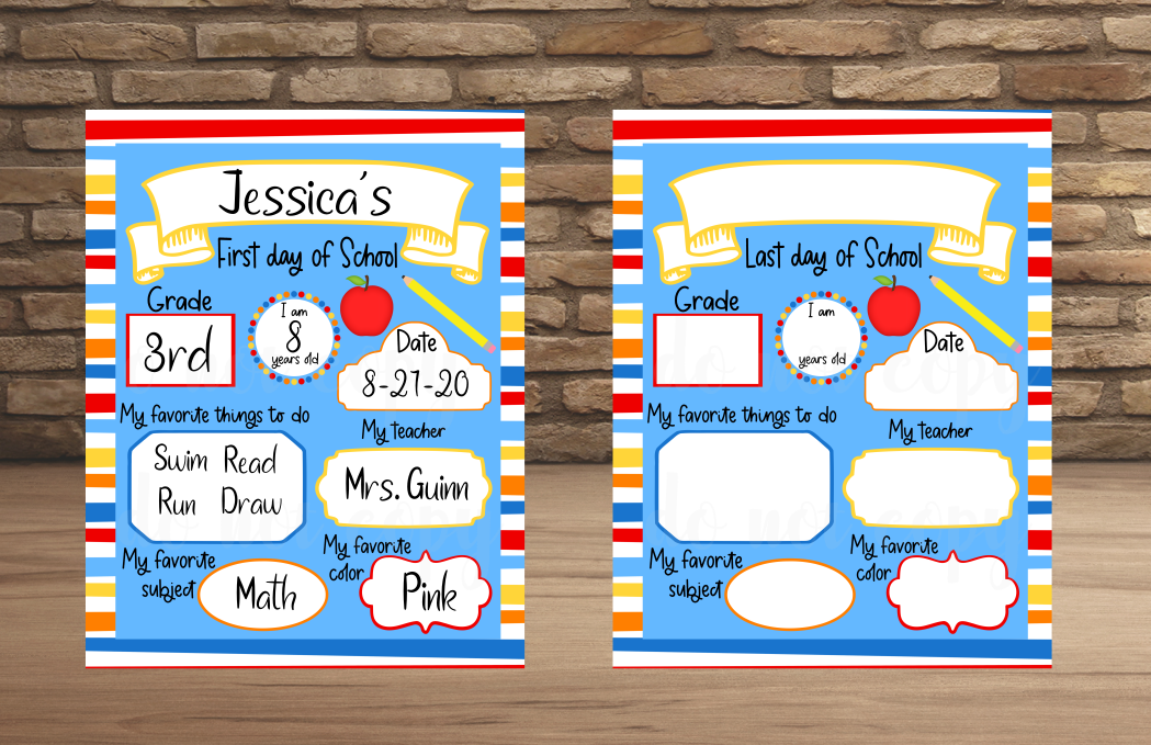 (Instant Print) Digital Download - First day and last day of school bundle  - made for our sublimation blanks