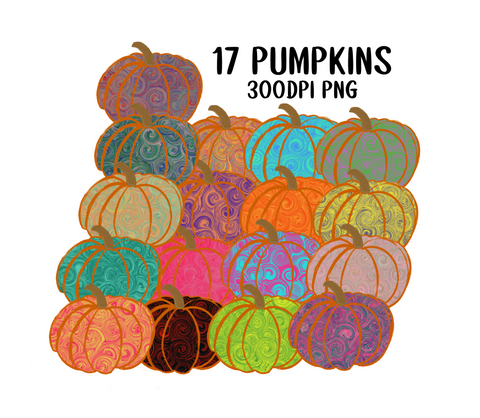 (Instant Print) Digital Download - 17 swirl pumpkins