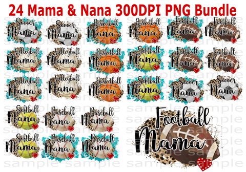 (Instant Print) Digital Download - 24pc Sport Bundle Mama and Nana