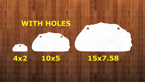 With holes - Taco- 3 sizes to choose from -  Sublimation Blank  - 1 sided  or 2 sided options