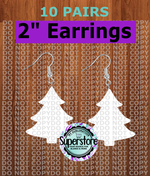 Christmas tree earrings size 2 inch - BULK PURCHASE 10pair