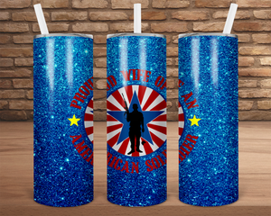(Instant Print) Digital Download - Proud wife of an American Soldier - 20 oz skinny tapered tumbler wrap