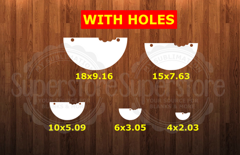 With HOLES - Watermelon shape - 5 different sizes - Sublimation Blanks