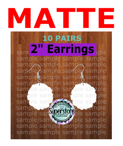 MATTE wood slice - earrings size 2 inch - BULK PURCHASE 10pair