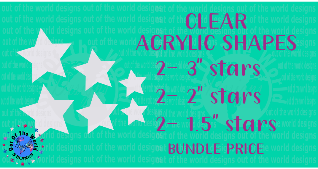 Clear Acrylic Shapes - 6 piece bundle