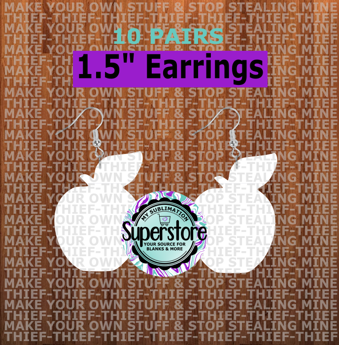 Apple earrings size 1.5 inch - BULK PURCHASE 10pair