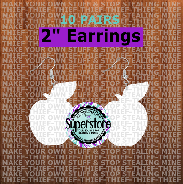 Apple earrings size 2 inch - BULK PURCHASE 10pair
