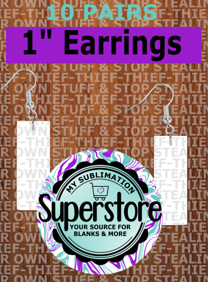 Bar earrings size 1 inch - BULK PURCHASE 10pair