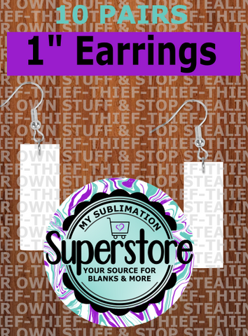 Bar earrings size 1 inch - BULK PURCHASE 10pair