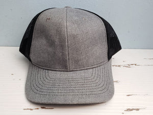 Mens snap back grey & black mesh hat