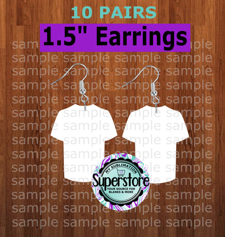 Baseball shirt - earrings size 1.5 inch - BULK PURCHASE 10pair