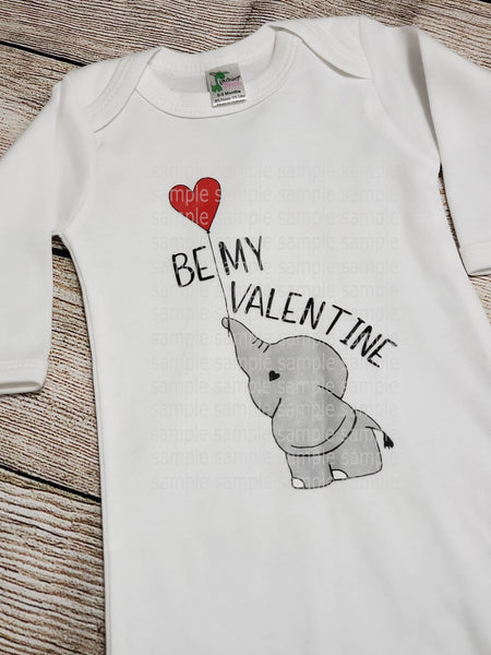Be my Valentine Elephant Child Size Heat Transfer (screen print)