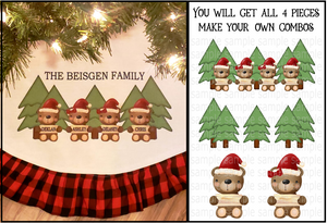 (Instant Print) Digital Download - 4pc Christmas bear design - made for our sublimation tree skirts