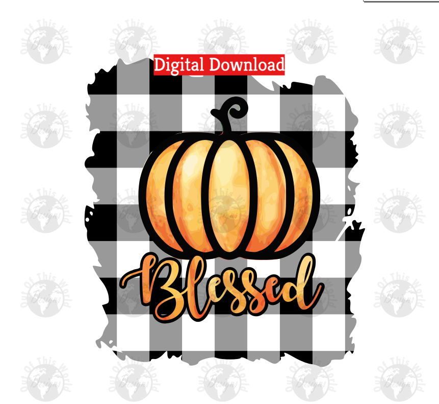 Blessed plaid pumpkin (Instant Print) Digital Download