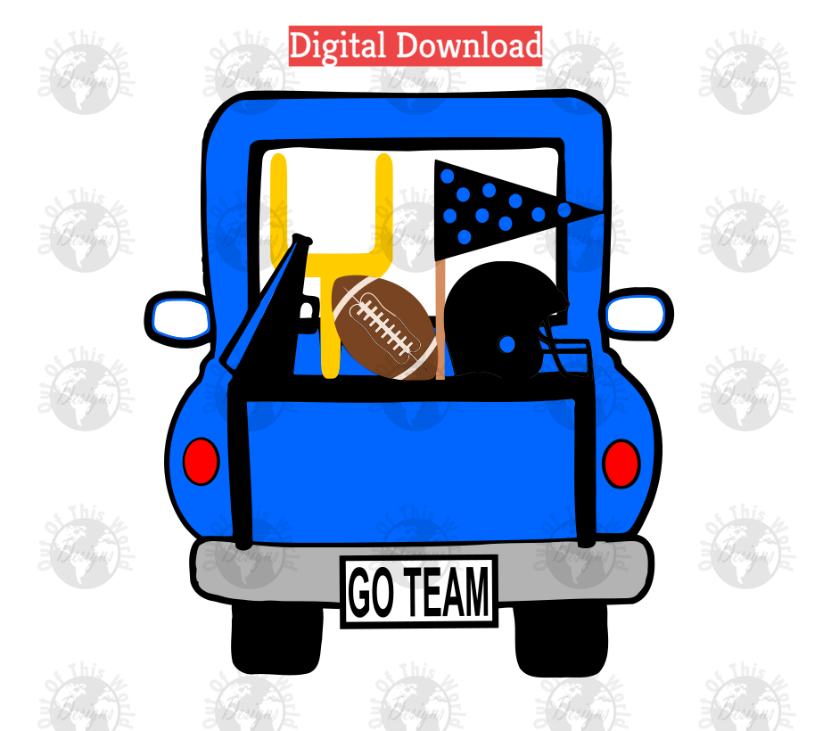Blue football truck (Instant Print) Digital Download