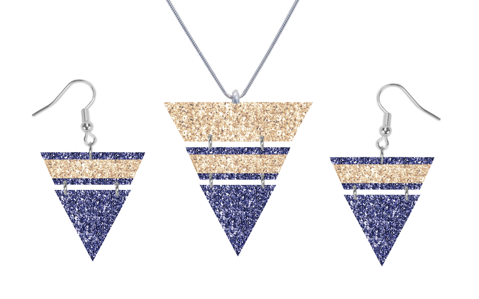 (Instant Print) Digital Download - Triangle blue and gold glitter set - Made for out MDF blanks