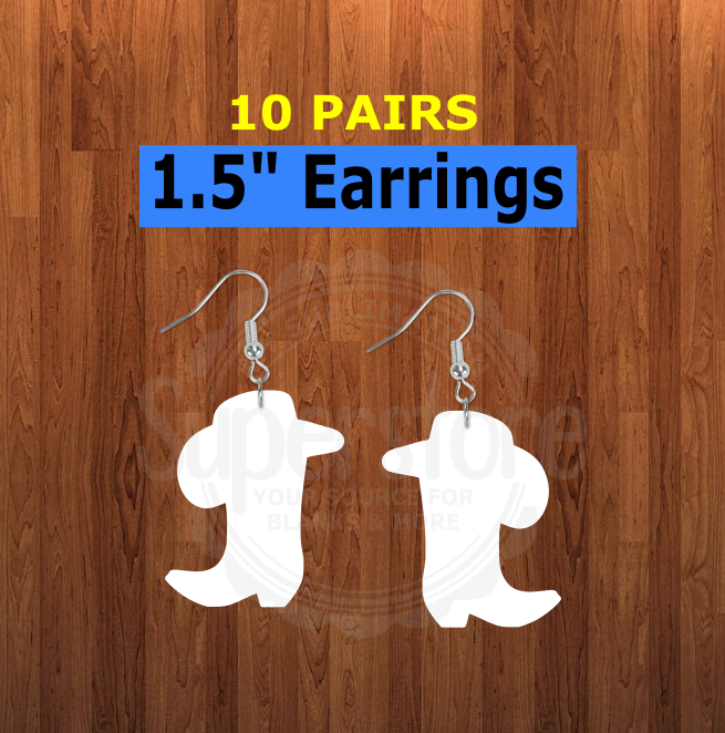 Hat & Boot earrings size 1.5 inch - BULK PURCHASE 10pair