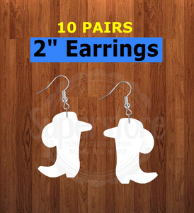 Hat & Boot earrings size 2 inch - BULK PURCHASE 10pair