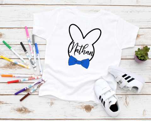 (Instant Print) Digital Download - Personalized with your name bunny boy with blue bow