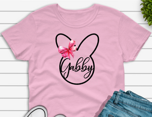 (Instant Print) Digital Download - Personalized with your name bunny girl with pink bow