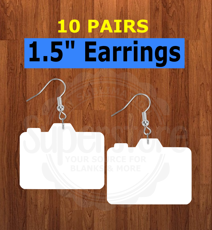 Camera earrings size 1.5 inch - BULK PURCHASE 10pair