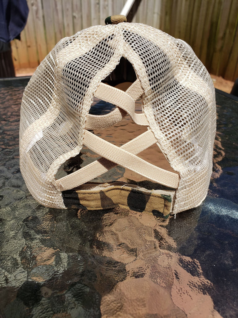 Camo criss cross ponytail hat – My Sublimation Superstore
