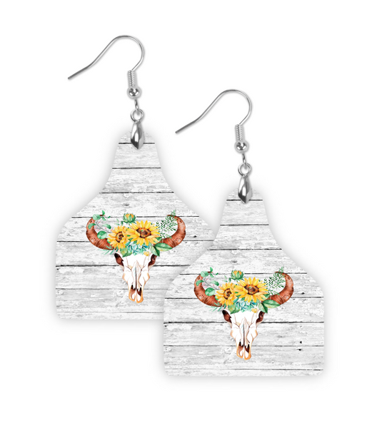 Digital download - 2pc Cattle tag design with cute sunflower bulls