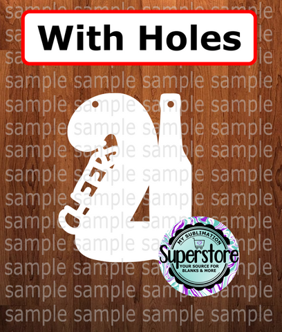 Cheers 21 beer / wine bottle - WITH holes - Wall Hanger - 5 sizes to choose from - Sublimation Blank