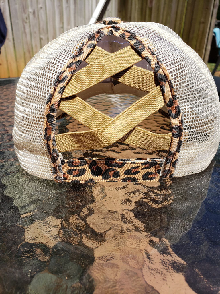 Cheetah criss cross ponytail hat – My Sublimation Superstore