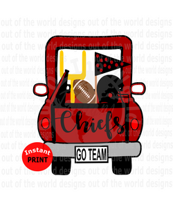 Chiefs Football Truck (Instant Print) Digital Download