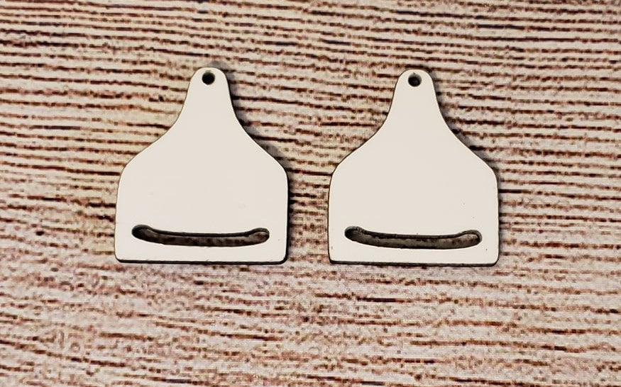 Cow Cattle tag with tassel option earrings size 1.5 inch - BULK PURCHASE 10pair