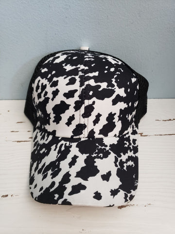 NEW cow criss cross ponytail hat