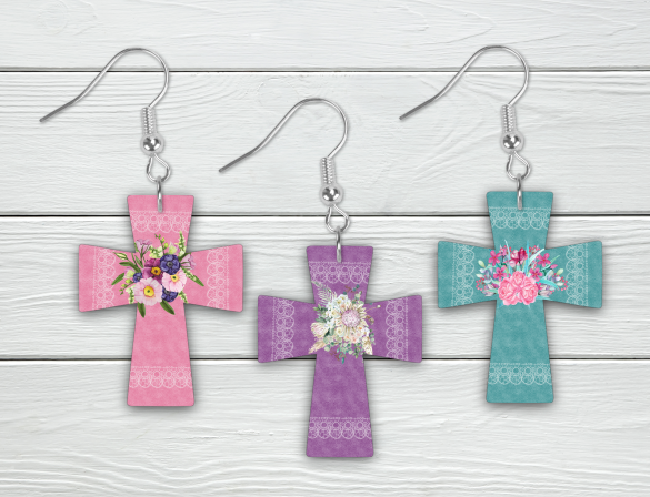 Digital Download - 3pc leather floral cross bundle - made for our blanks
