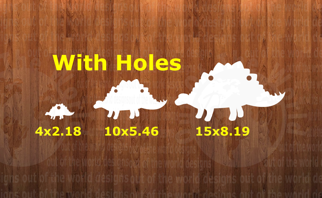 With holes - Stegosaurus Dinosaur - 3 sizes to choose from -  Sublimation Blank  - 1 sided  or 2 sided options