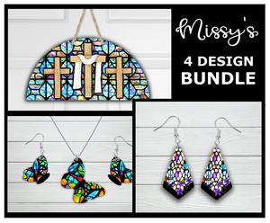 Digital Download - 4pc design bundle - half circle - geo boho butterfly - made for our blanks