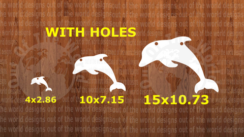 With holes - Dolphin - 3 sizes to choose from -  Sublimation Blank  - 1 sided  or 2 sided options