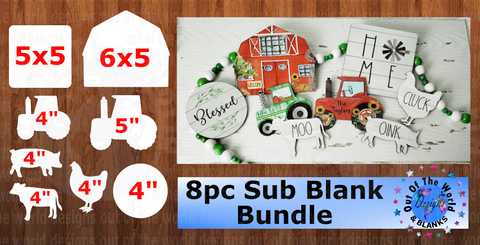 8pc Farm tiered tray Bundle NO holes - Sublimation Blanks