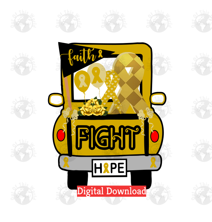 Gold Cancer Fight Truck (Instant Print) Digital Download