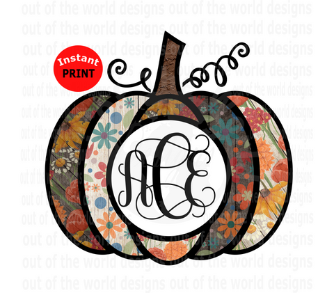 Monogram pumpkin add your own monogram (Instant Print) Digital Download