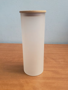 25oz glass frosted tumbler with straw