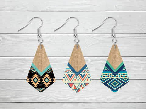 Digital Download  - Aztec boho earring 3pc design bundle - made for our blanks