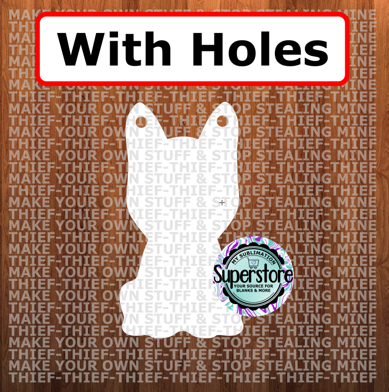 German Shepherd - WITH holes - Wall Hanger - 5 sizes to choose from - Sublimation Blank