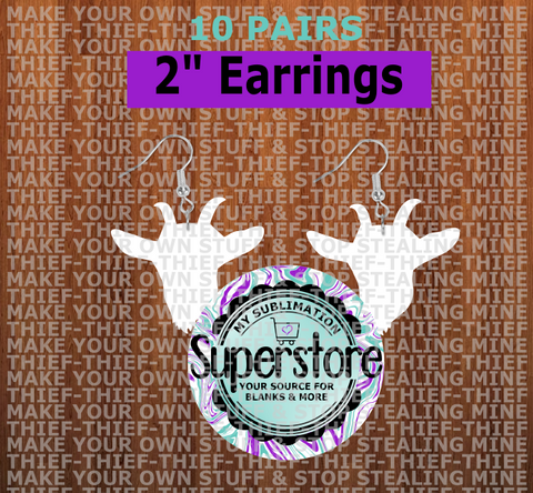 Goat Head - earrings size 2 inch - BULK PURCHASE 10pair
