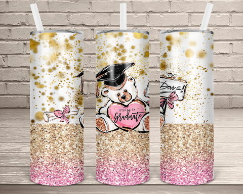 (Instant Print) Digital Download - Proud Graduate Bear  - 20oz skinny tapered tumbler wrap