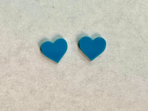 Acrylic stud heart turquoise - 10 pair or 20 pair bundle