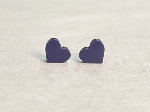 Acrylic stud heart purple - 10 pair or 20 pair bundle