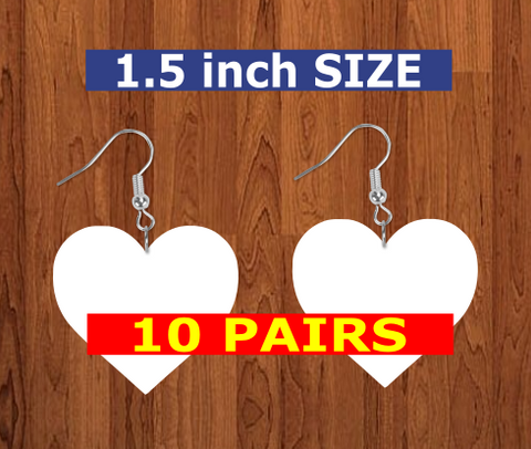 Heart earrings size 1.5inch - BULK PURCHASE 10pair